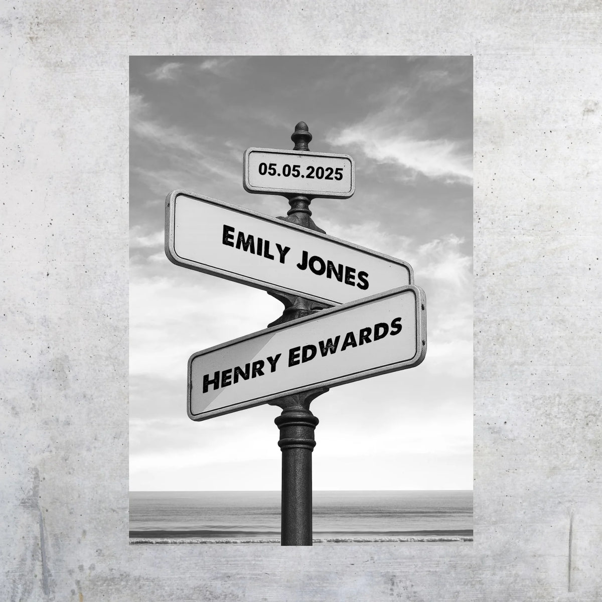 Street sign, signpost for lovers - personalized canvas