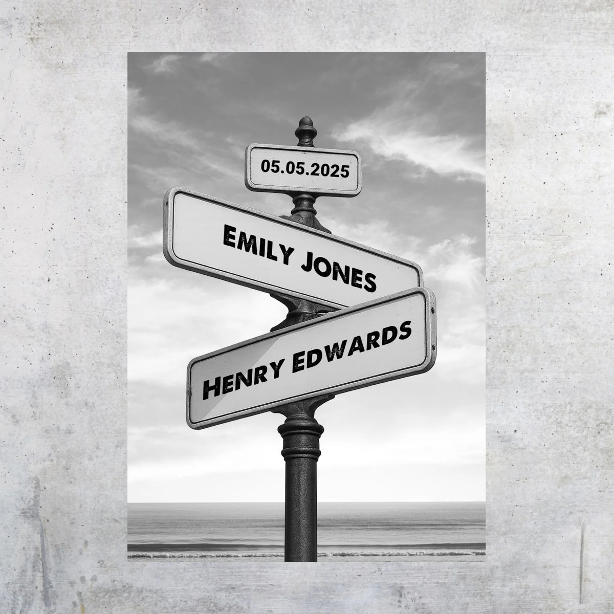 Street sign, signpost for lovers - personalized canvas
