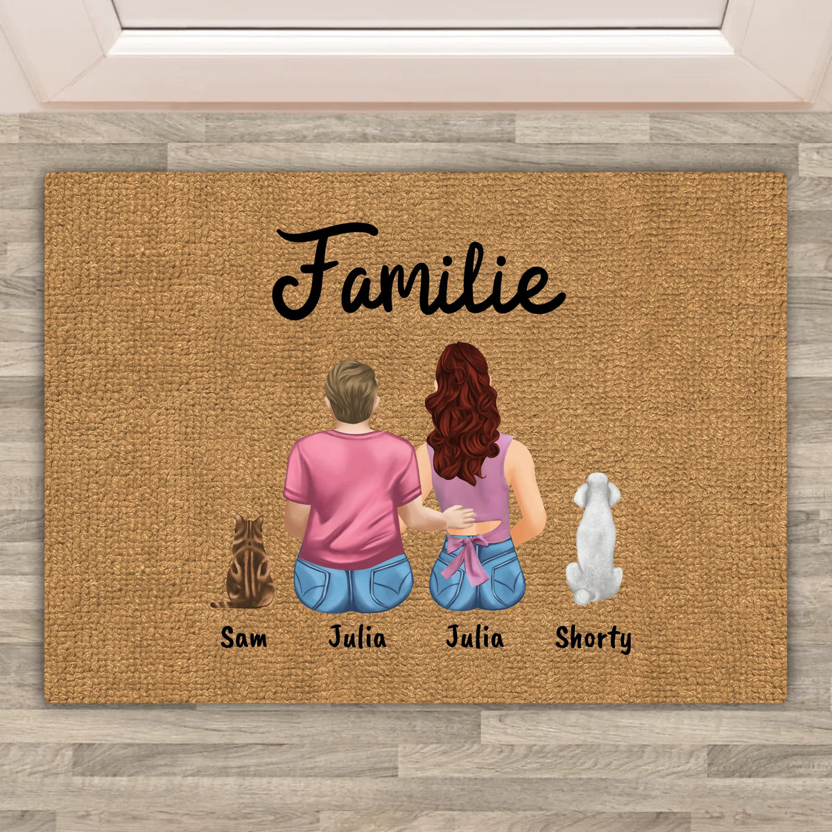 Personalisierte Fußmatte: "Willkommen bei" - Chibi Familien Fußmatte | Personalize Palace