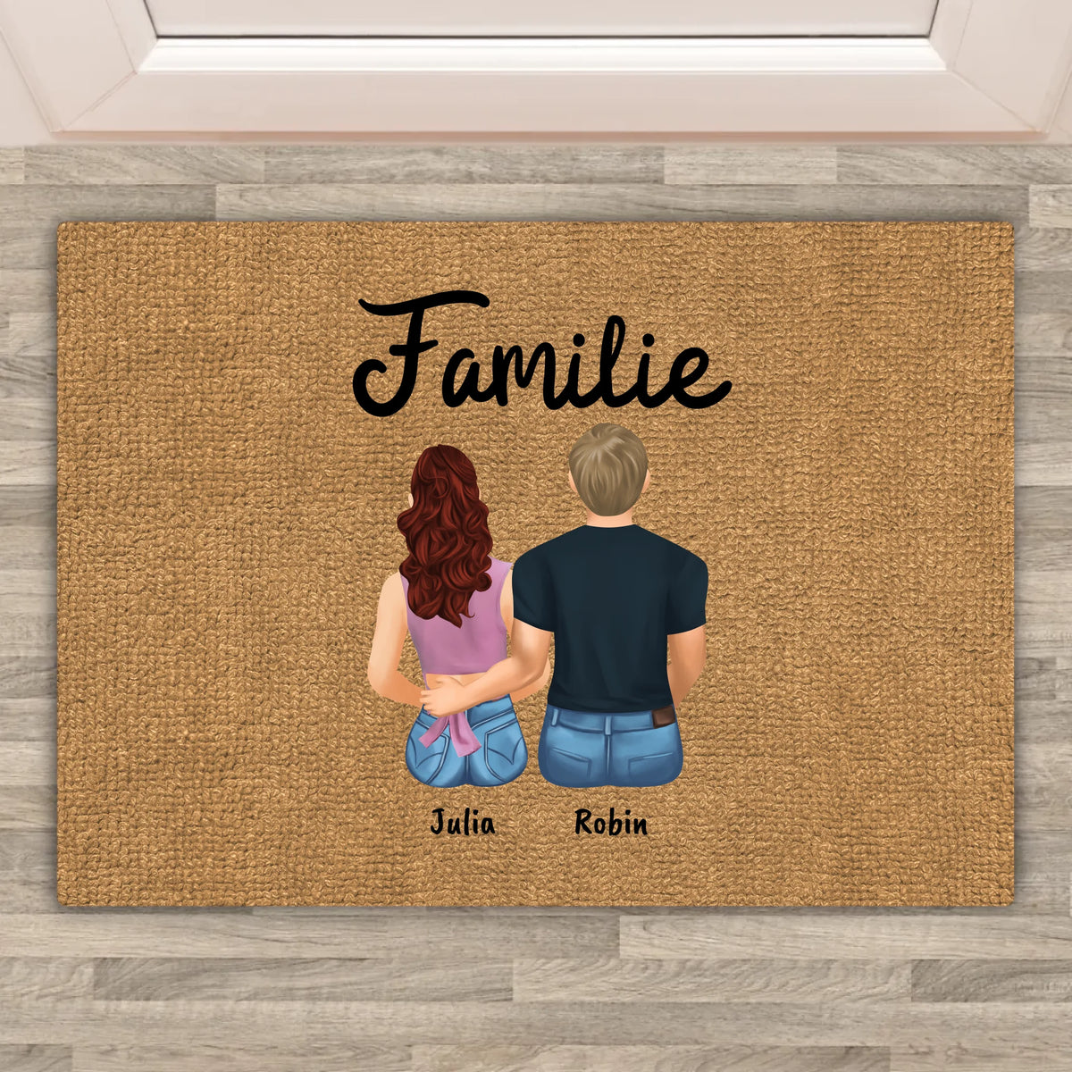 Personalisierte Fußmatte: "Willkommen bei" - Chibi Familien Fußmatte | Personalize Palace