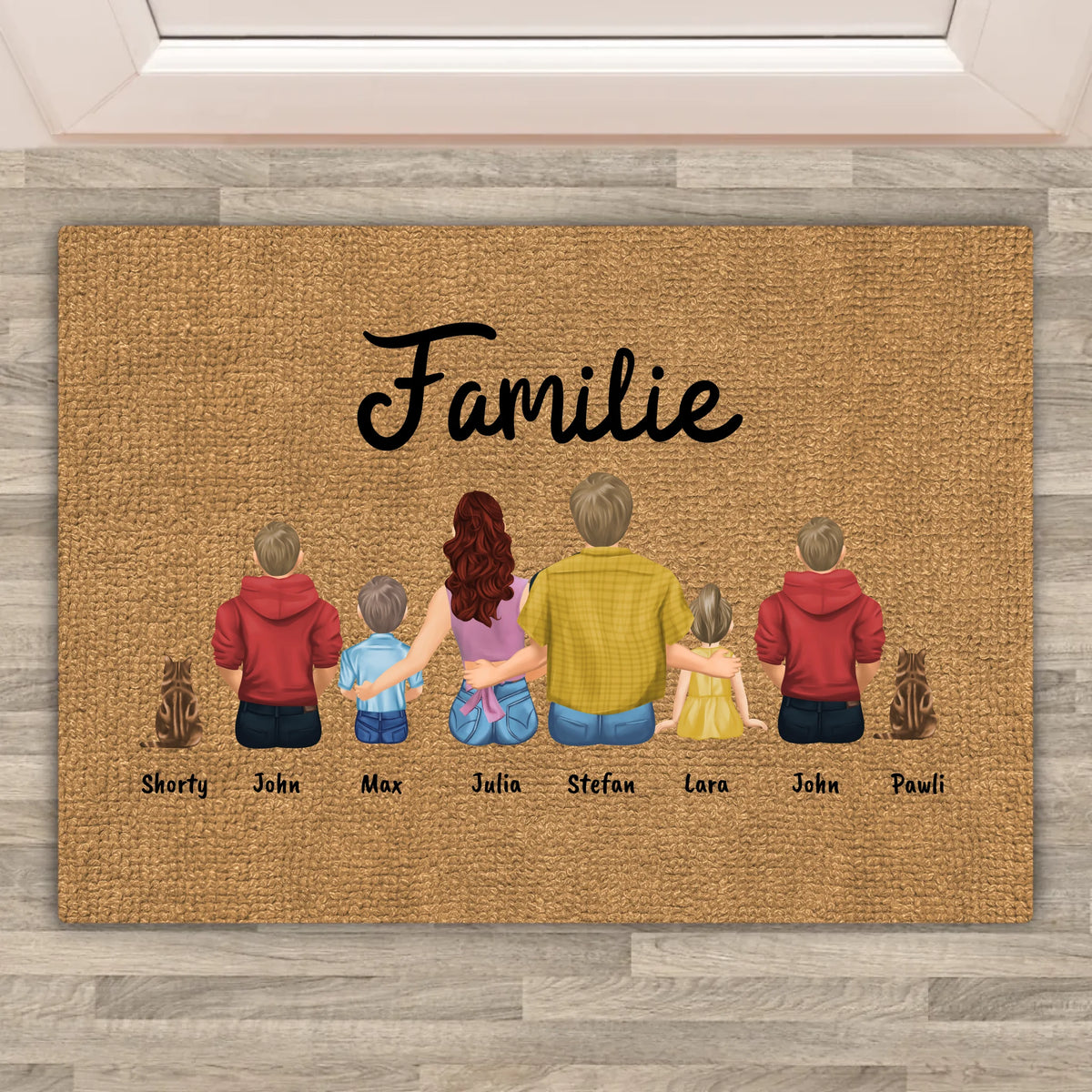 Personalisierte Fußmatte: "Willkommen bei" - Chibi Familien Fußmatte | Personalize Palace