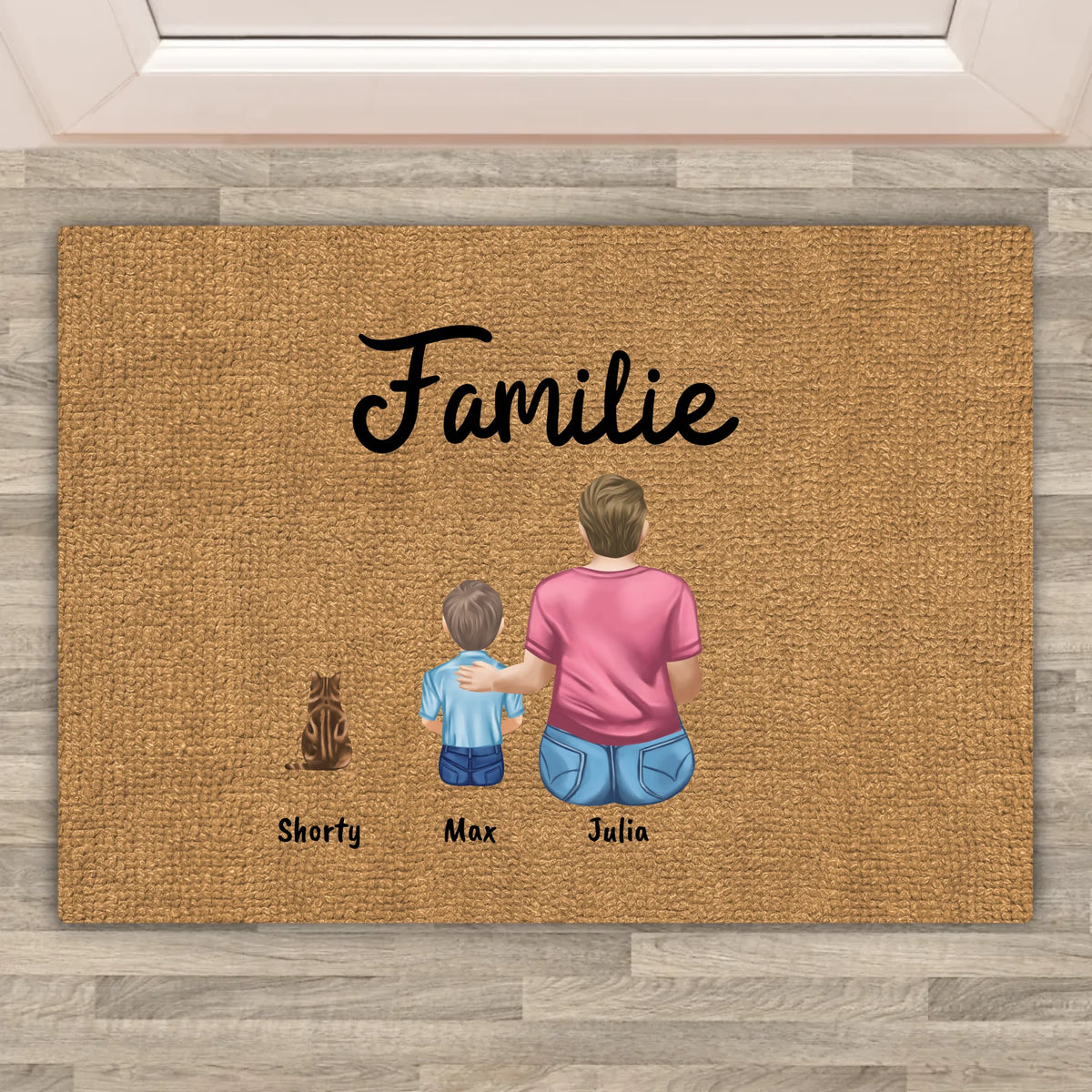 Personalisierte Fußmatte: "Willkommen bei" - Chibi Familien Fußmatte | Personalize Palace