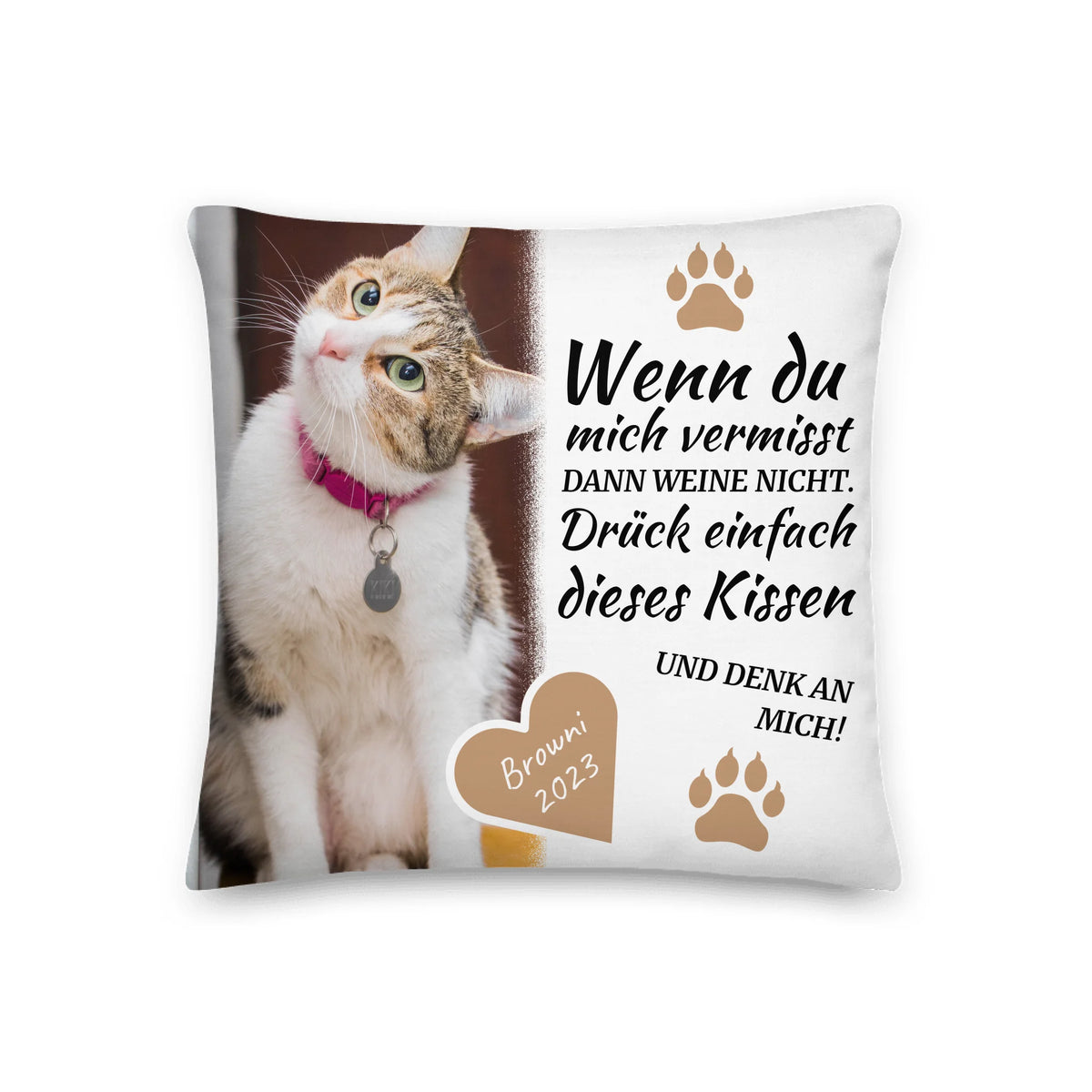 Personalisiertes Kissen: Katzenkissen "Drück mich" - individuelles Premium Fotokissen | Personalize Palace