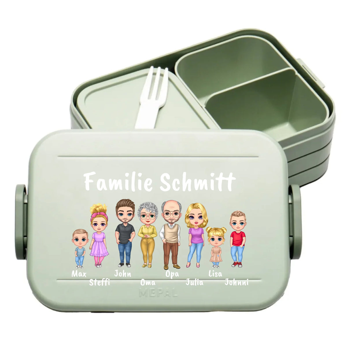 Familien Brotbox für die Arbeit oder Schule- individuelle Brotdose | Personalize Palace