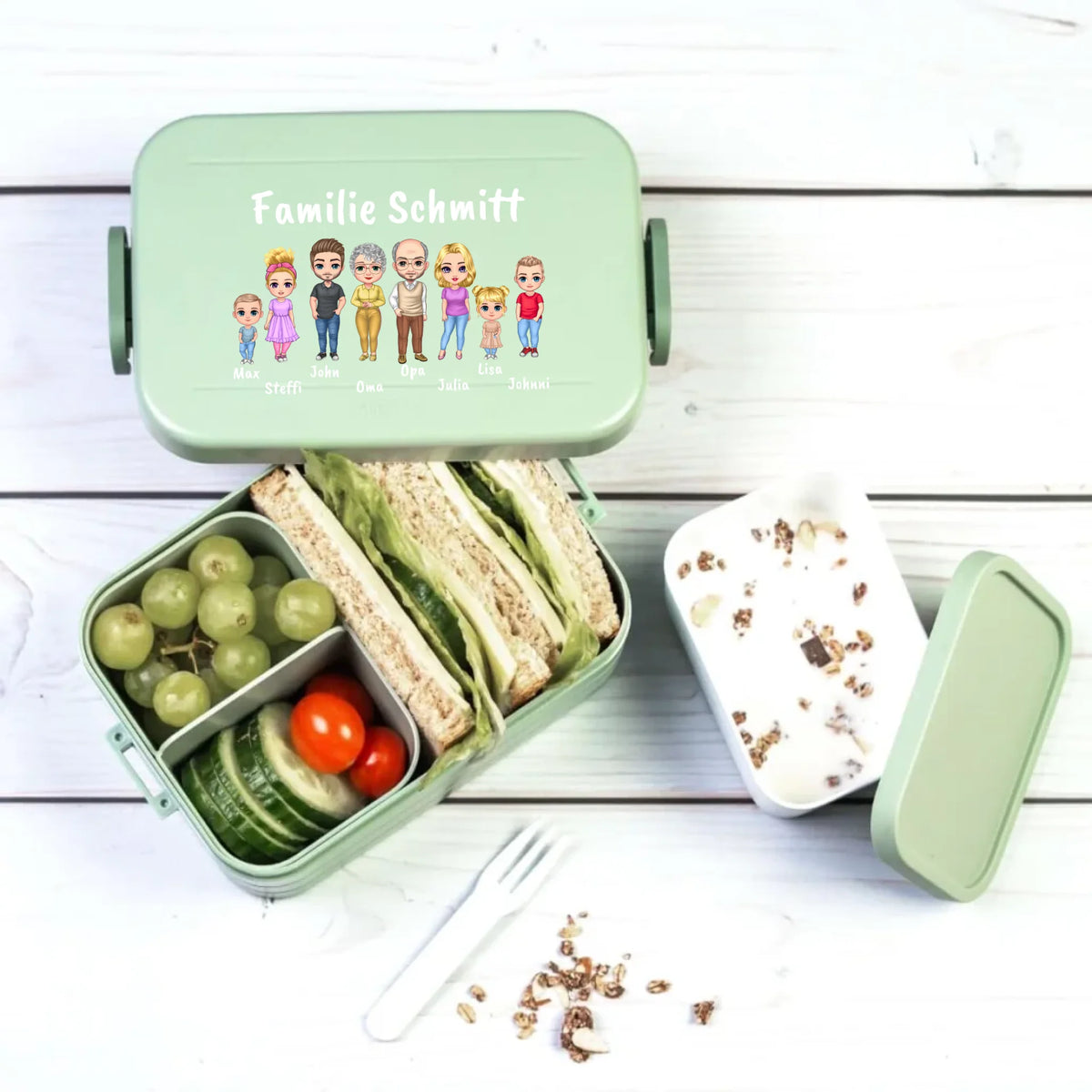 Familien Brotbox für die Arbeit oder Schule- individuelle Brotdose | Personalize Palace