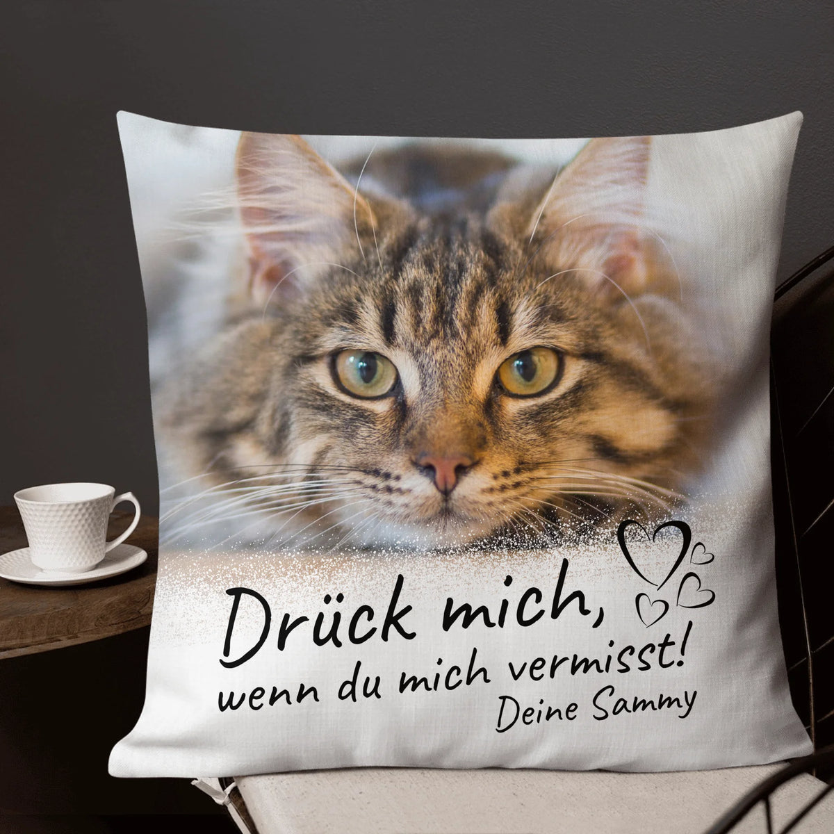 Personalisiertes Kissen: "Knuddel mich" Kissen für verstorbene Katzen und Hunde - individuelles Premium Fotokissen | Personalize Palace