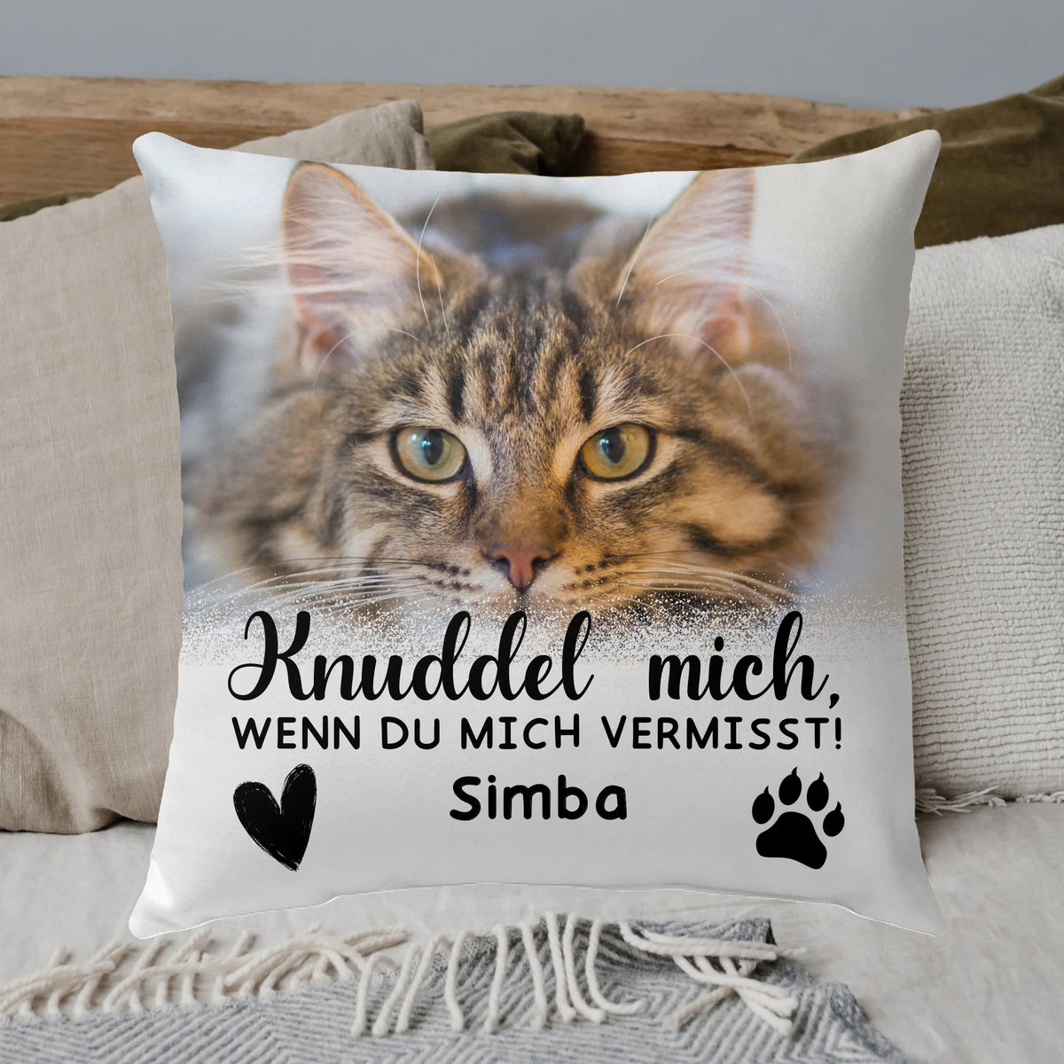 Personalisiertes Kissen: "Meine Liebe zu Dir" Trauerkissen für verstorbene Katzen und Hunde - individuelles Premium Fotokissen | Personalize Palace