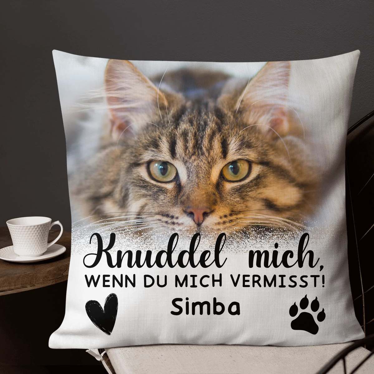 Personalisiertes Kissen: "Meine Liebe zu Dir" Trauerkissen für verstorbene Katzen und Hunde - individuelles Premium Fotokissen | Personalize Palace