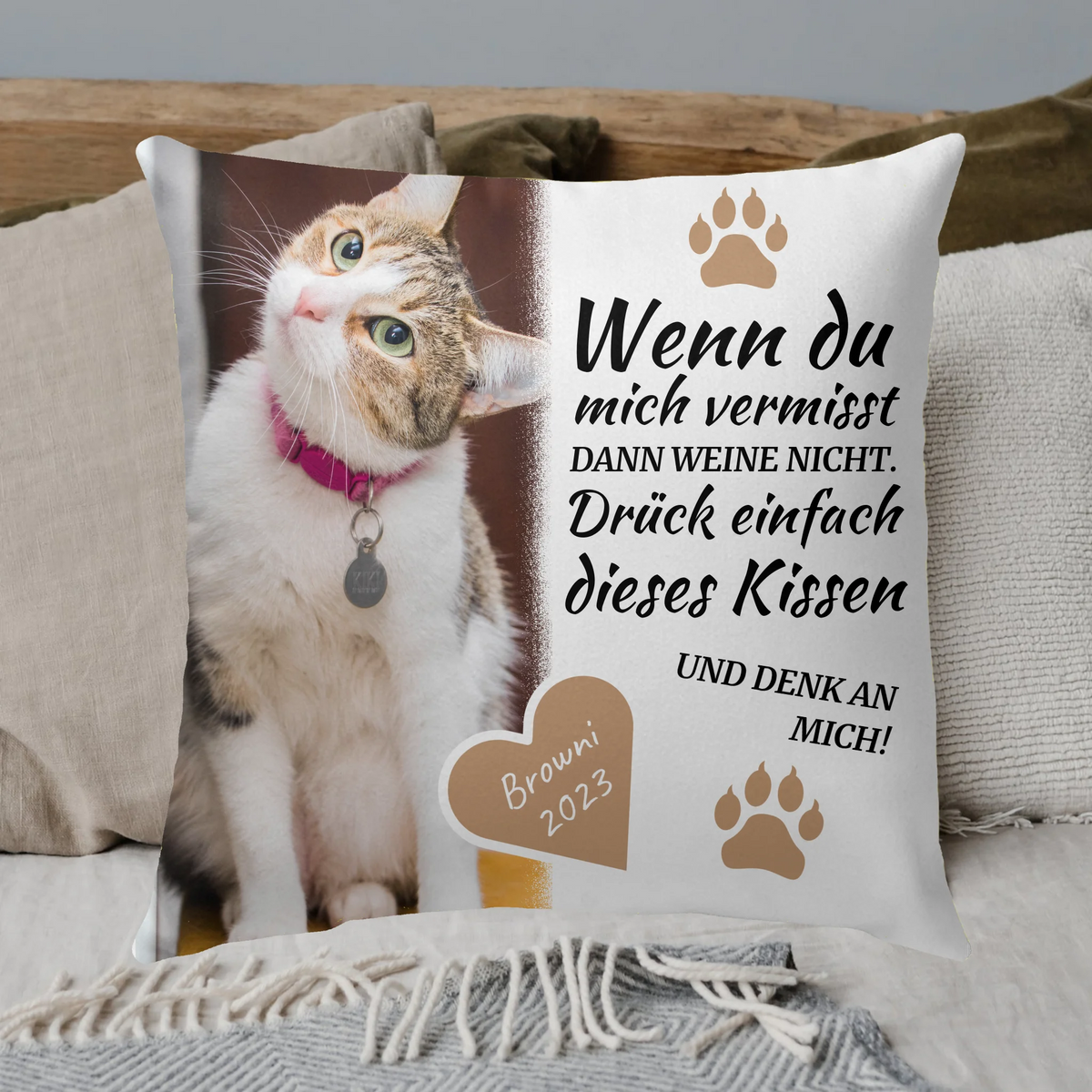 Personalisiertes Kissen: "Meine Liebe zu Dir" Trauerkissen für verstorbene Katzen und Hunde - individuelles Premium Fotokissen | Personalize Palace