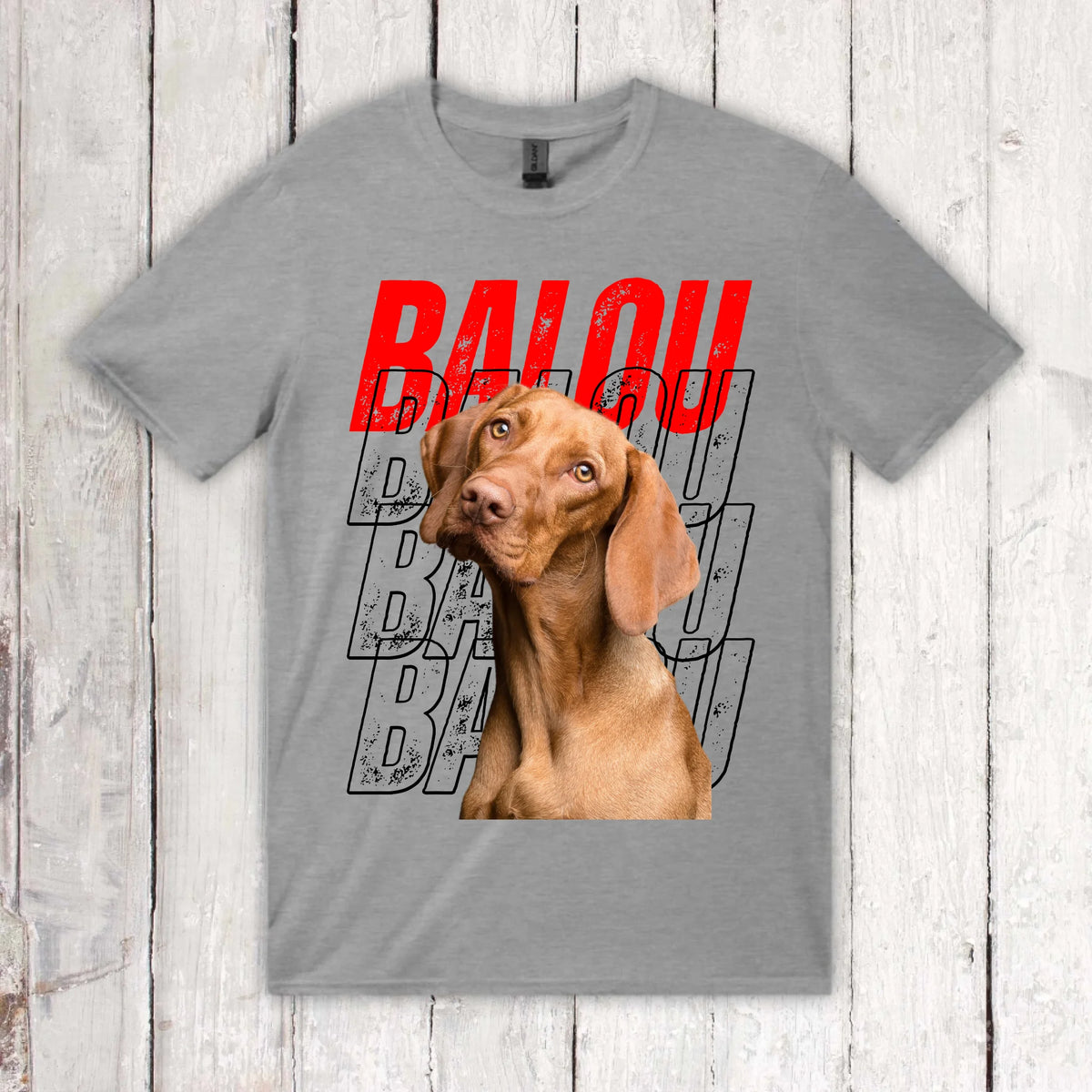 Personalisiertes T-Shirt: Hundename Wiederholung mit Bild- individuelles Foto T-Shirt | Personalize Palace