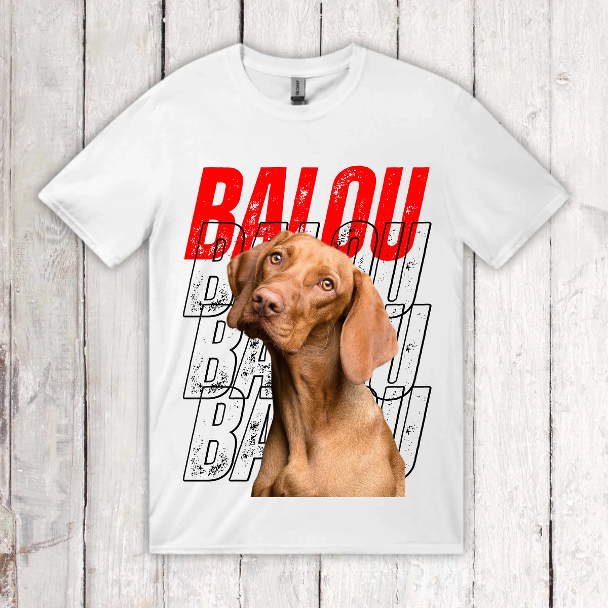 Personalisiertes T-Shirt: Hundename Wiederholung mit Bild- individuelles Foto T-Shirt | Personalize Palace