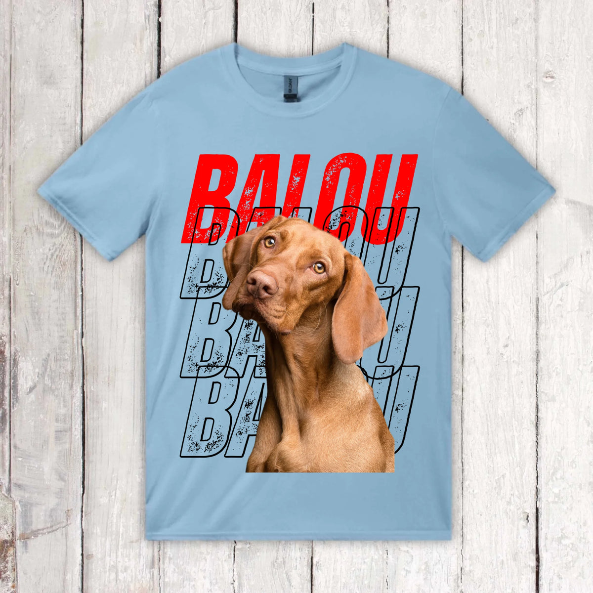 Personalisiertes T-Shirt: Hundename Wiederholung mit Bild- individuelles Foto T-Shirt | Personalize Palace
