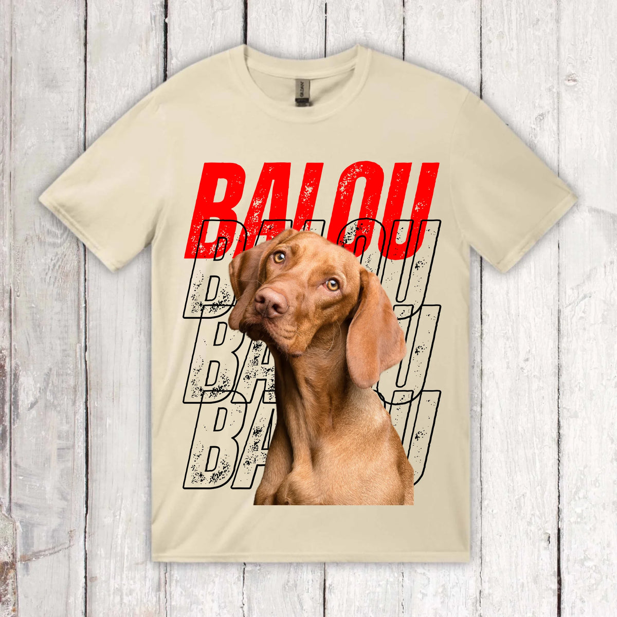Personalisiertes T-Shirt: Hundename Wiederholung mit Bild- individuelles Foto T-Shirt | Personalize Palace