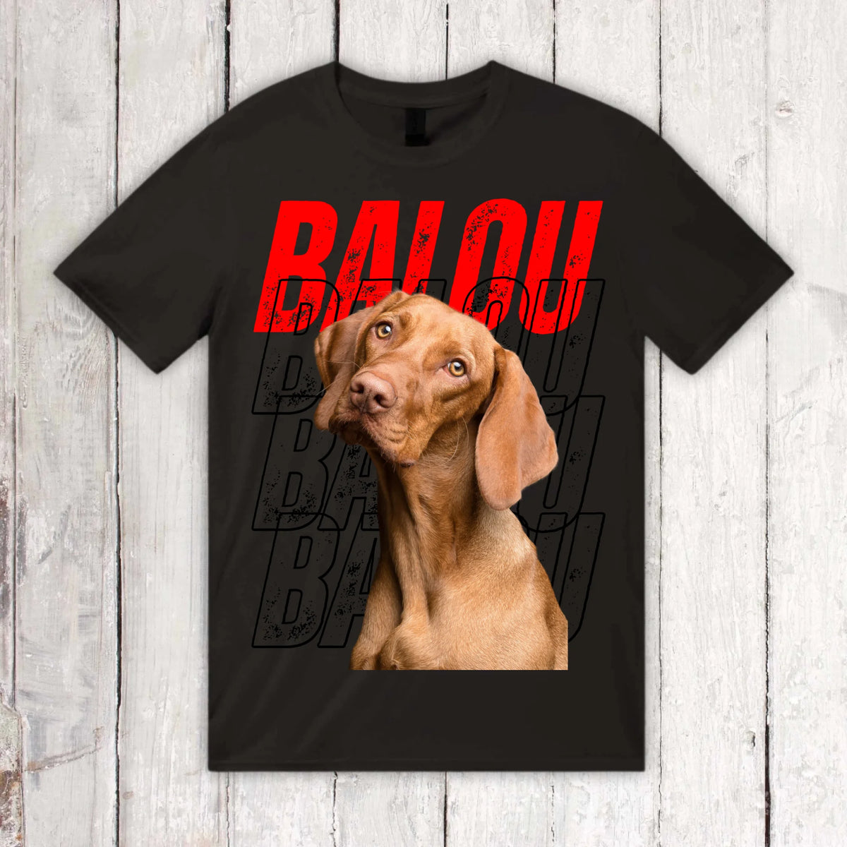 Personalisiertes T-Shirt: Hundename Wiederholung mit Bild- individuelles Foto T-Shirt | Personalize Palace