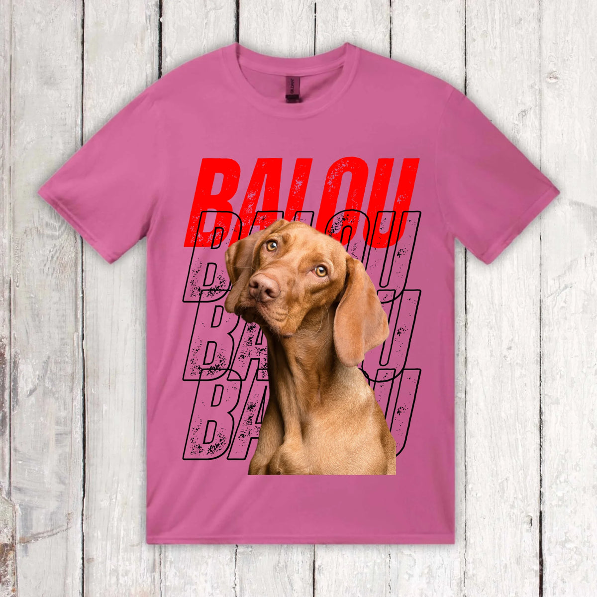 Personalisiertes T-Shirt: Hundename Wiederholung mit Bild- individuelles Foto T-Shirt | Personalize Palace