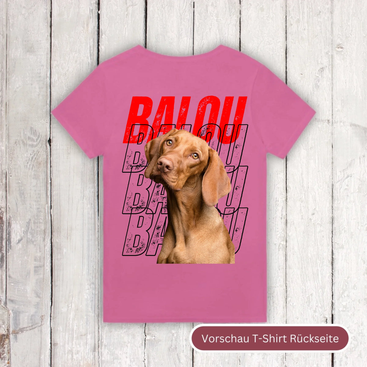 Personalisiertes T-Shirt: Hundename Wiederholung mit Bild- individuelles Foto T-Shirt | Personalize Palace