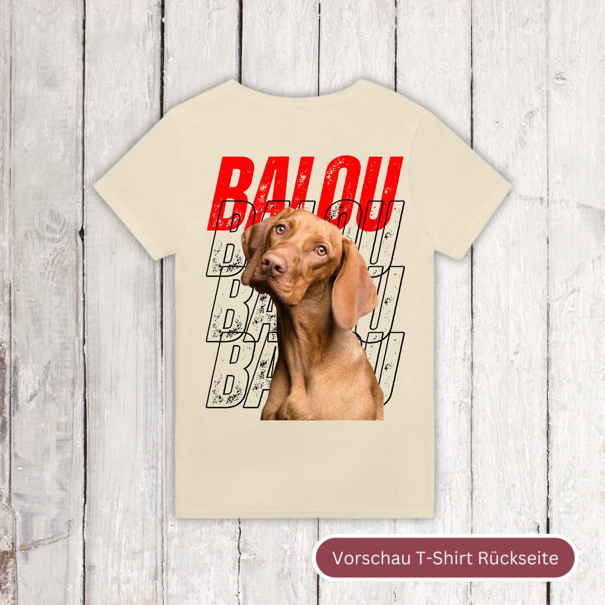 Personalisiertes T-Shirt: Hundename Wiederholung mit Bild- individuelles Foto T-Shirt | Personalize Palace