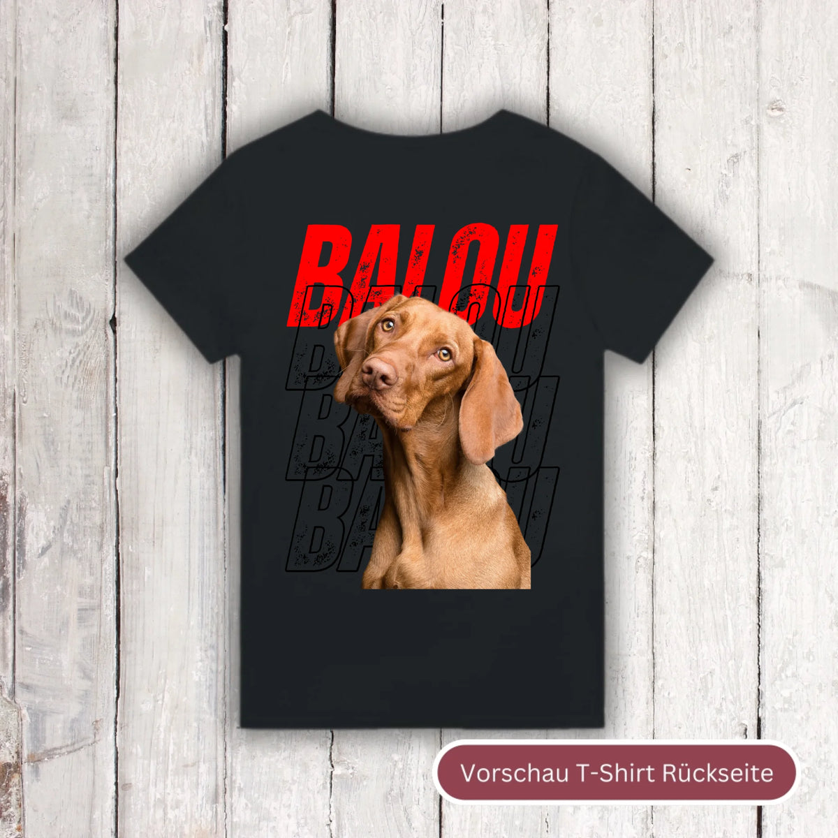 Personalisiertes T-Shirt: Hundename Wiederholung mit Bild- individuelles Foto T-Shirt | Personalize Palace