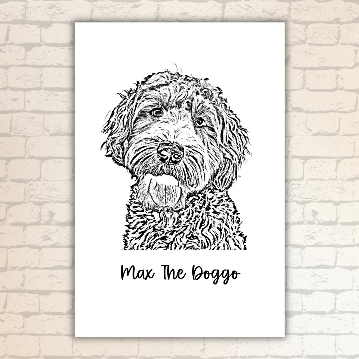 Personalized outline drawing of your pet - custom poster with gallery frame