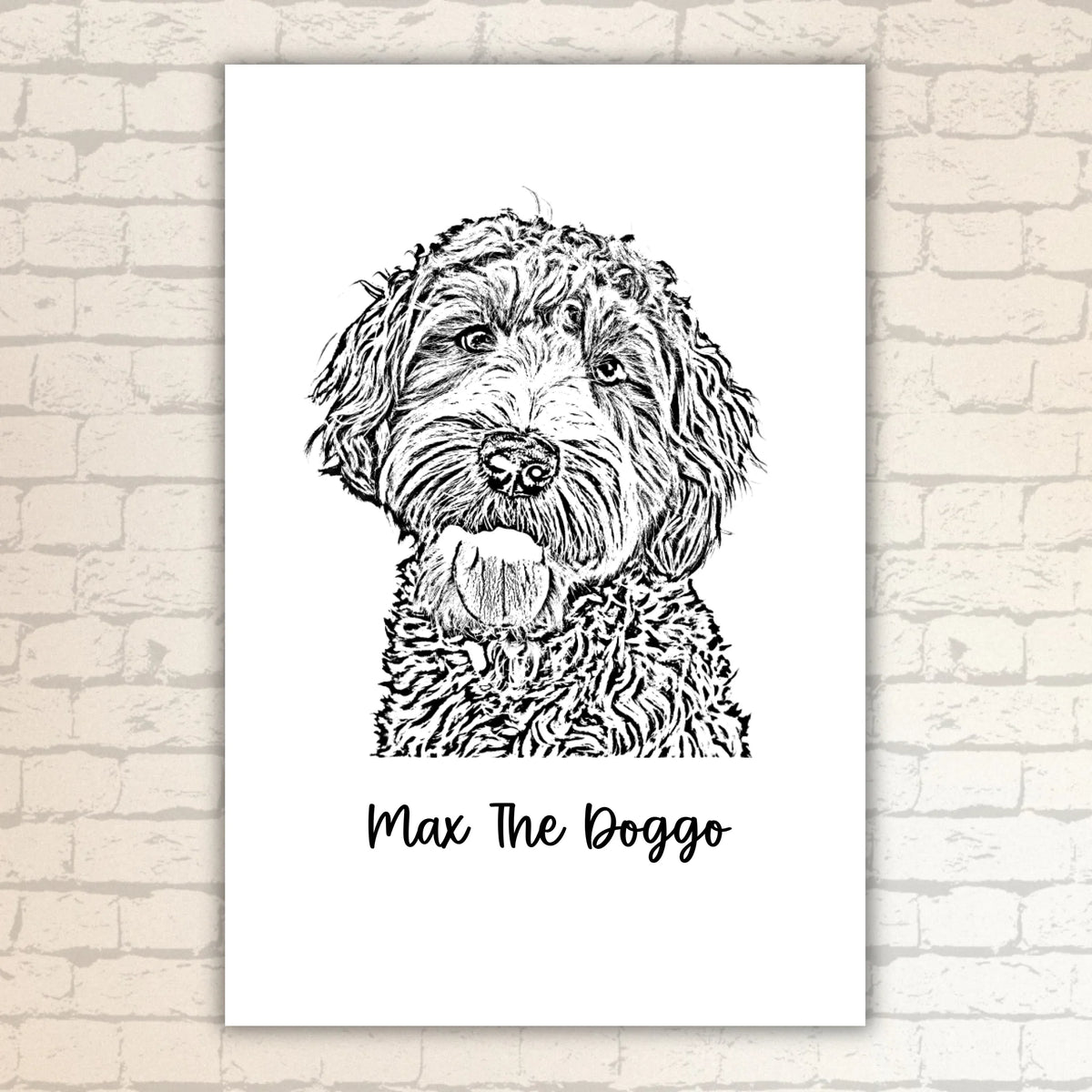 Personalized outline drawing of your pet - custom poster with gallery frame