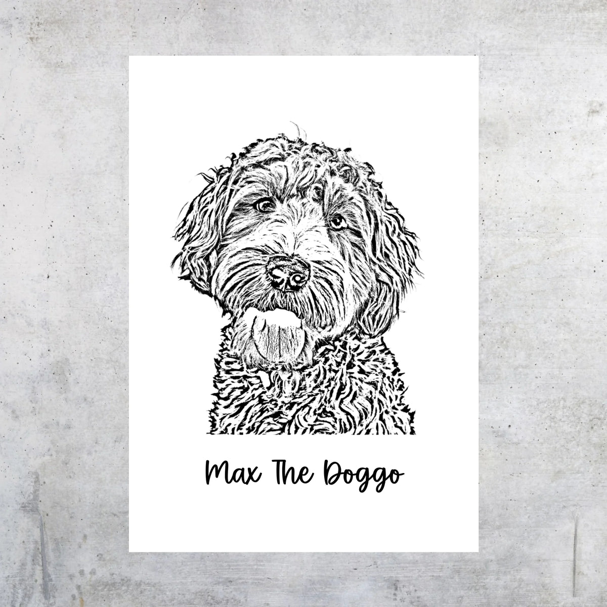 A hand-drawn outline image of your pet - personalized canvas
