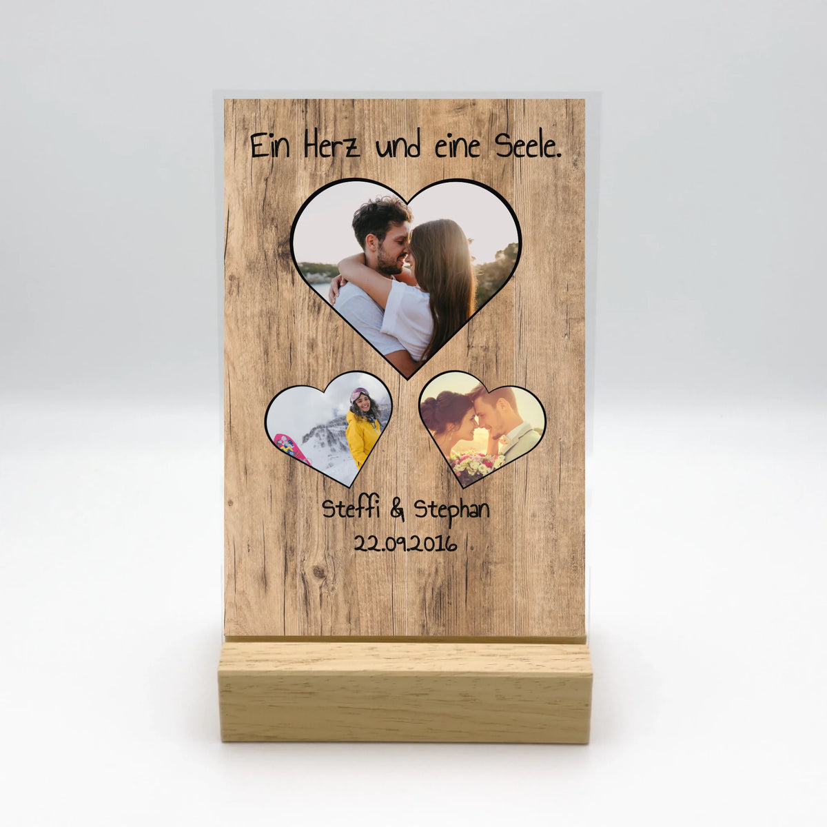 Personalisierte LED Bilder: Euer Liebeslicht mit Foto im Cartoon Zeichentrick Design - Individuelles Acryl Glas mit Ständer | Personalize Palace
