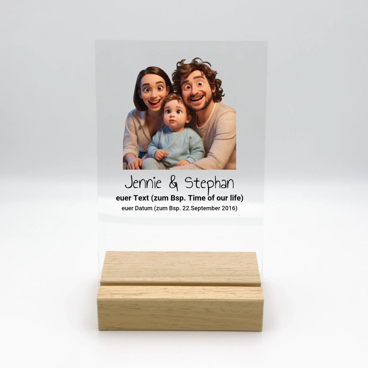 Personalisierte LED Bilder: Euer Liebeslicht mit Foto im Cartoon Zeichentrick Design - Individuelles Acryl Glas mit Ständer | Personalize Palace