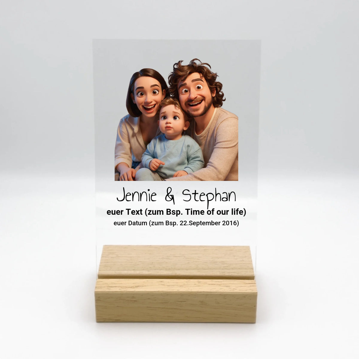 Personalisierte LED Bilder: Euer Liebeslicht mit Foto im Cartoon Zeichentrick Design - Individuelles Acryl Glas mit Ständer | Personalize Palace