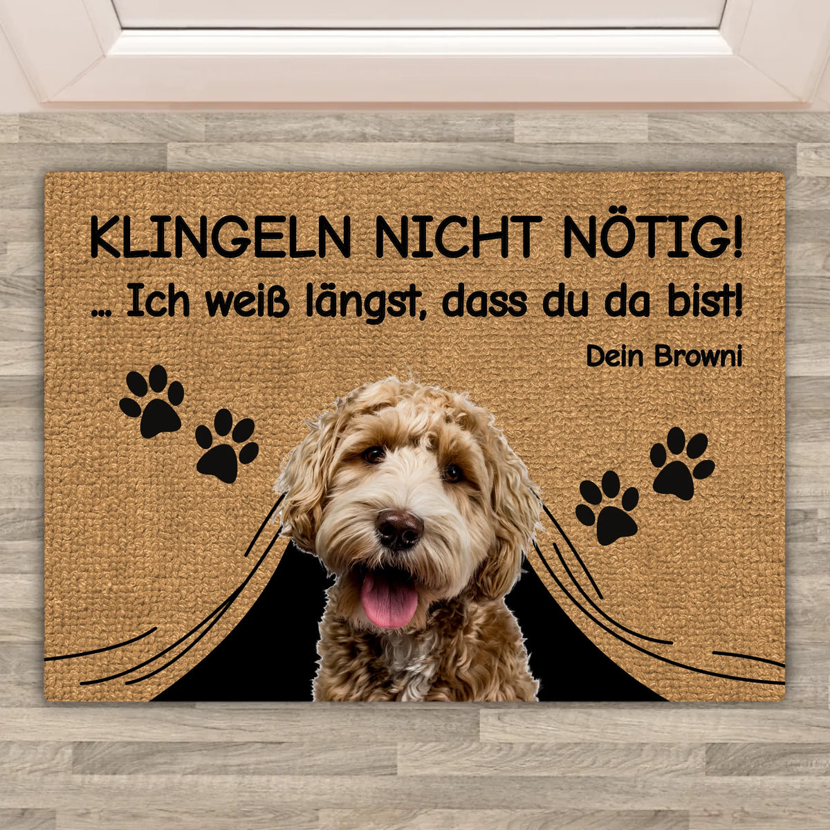 Personalisierte Fußmatte: Willkommen bei - individuelle Cartoon Hunde Fußmatte | Personalize Palace