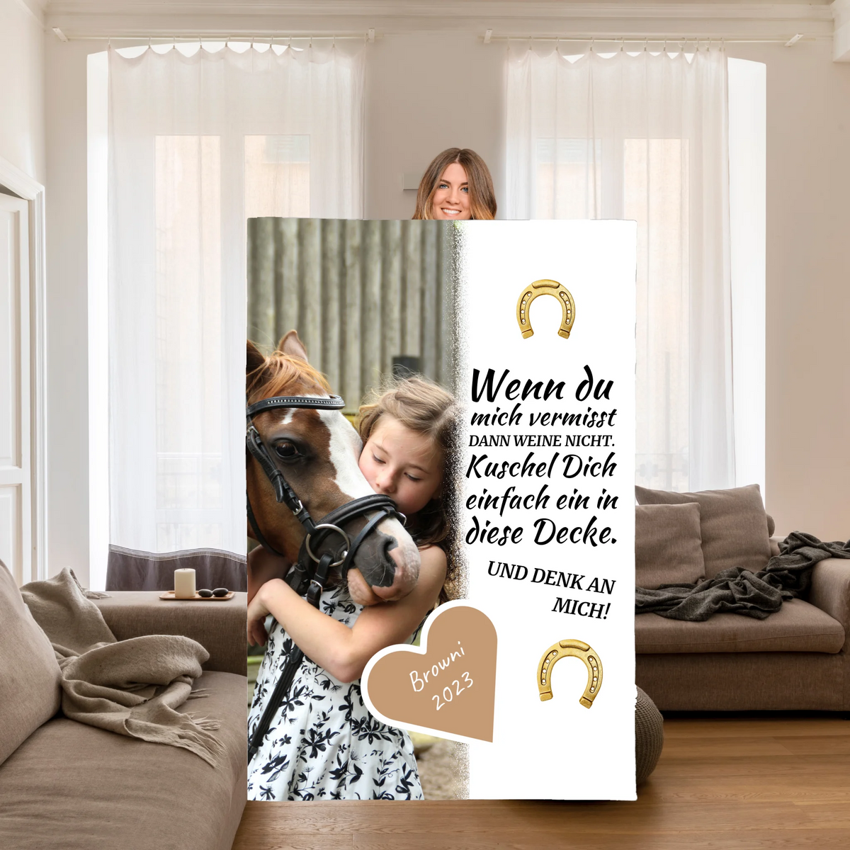 Personalisierte Decke: Drück mich - individuelle Pferde-Fotodecke | Personalize Palace