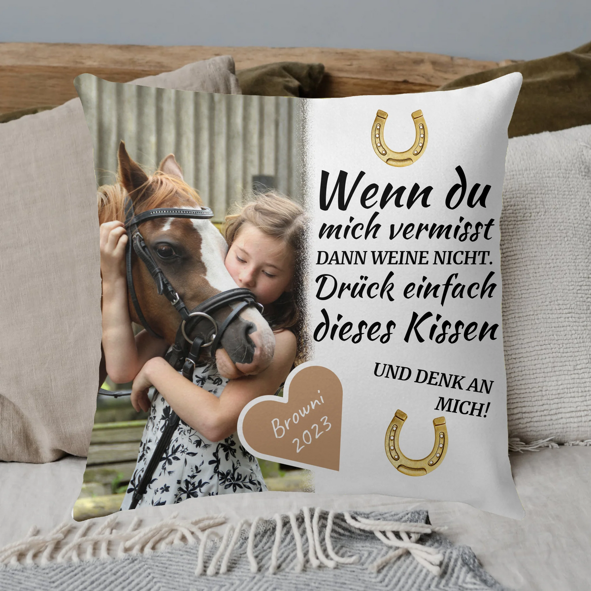 Personalisierte Decke: Drück mich - individuelle Pferde-Fotodecke | Personalize Palace