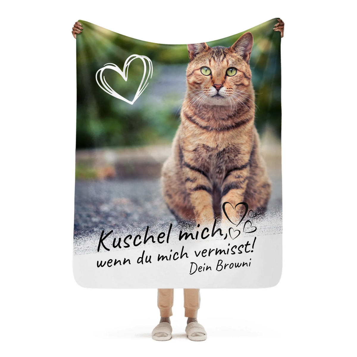 Personalisierte Decke: Katzendecke | Kuschel mich, wenn du mich vermisst - Individuelle Fotodecke | Personalize Palace