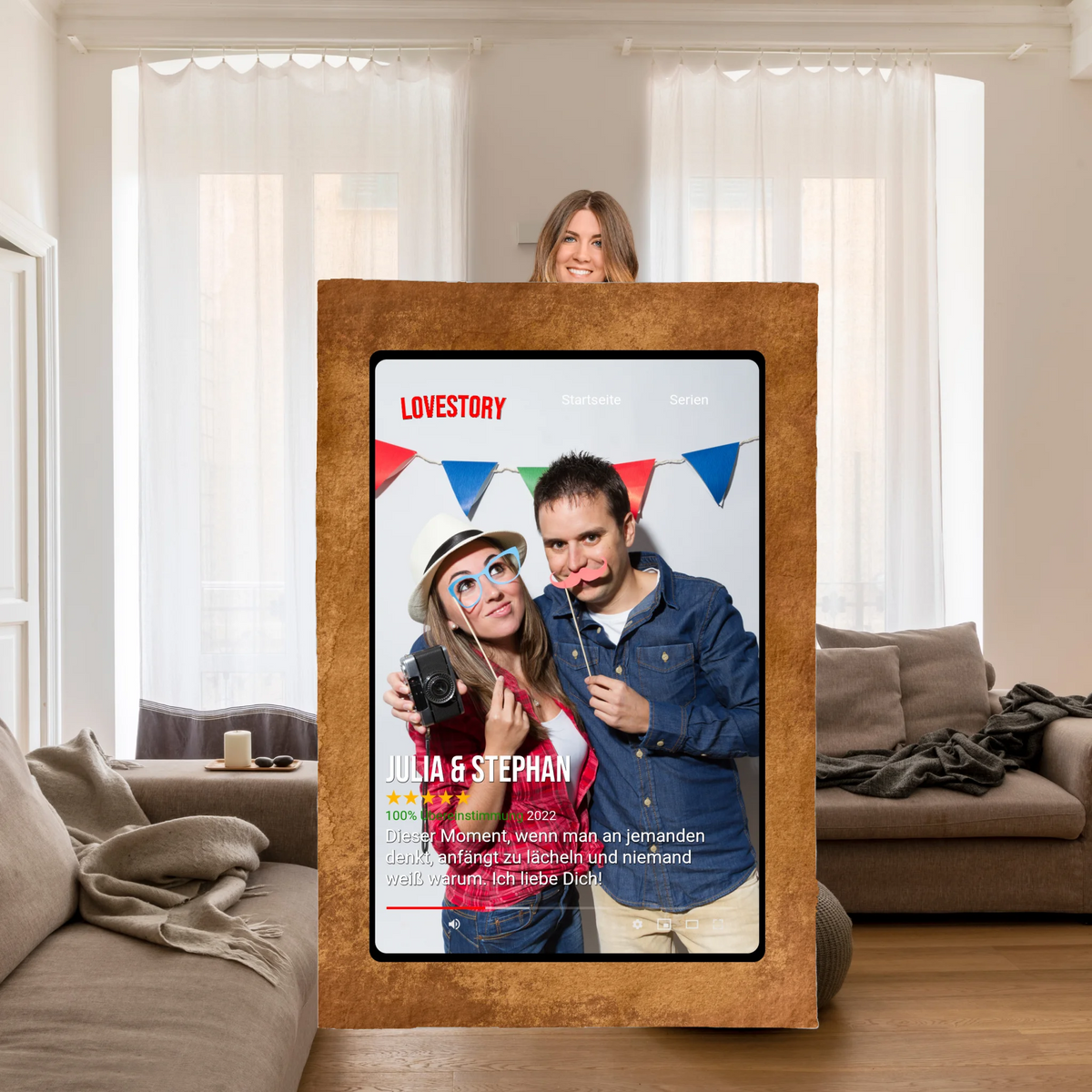Personalisierte Decke: Fotoherz mit euren Fotos - Premium Kuscheldecke | Personalize Palace