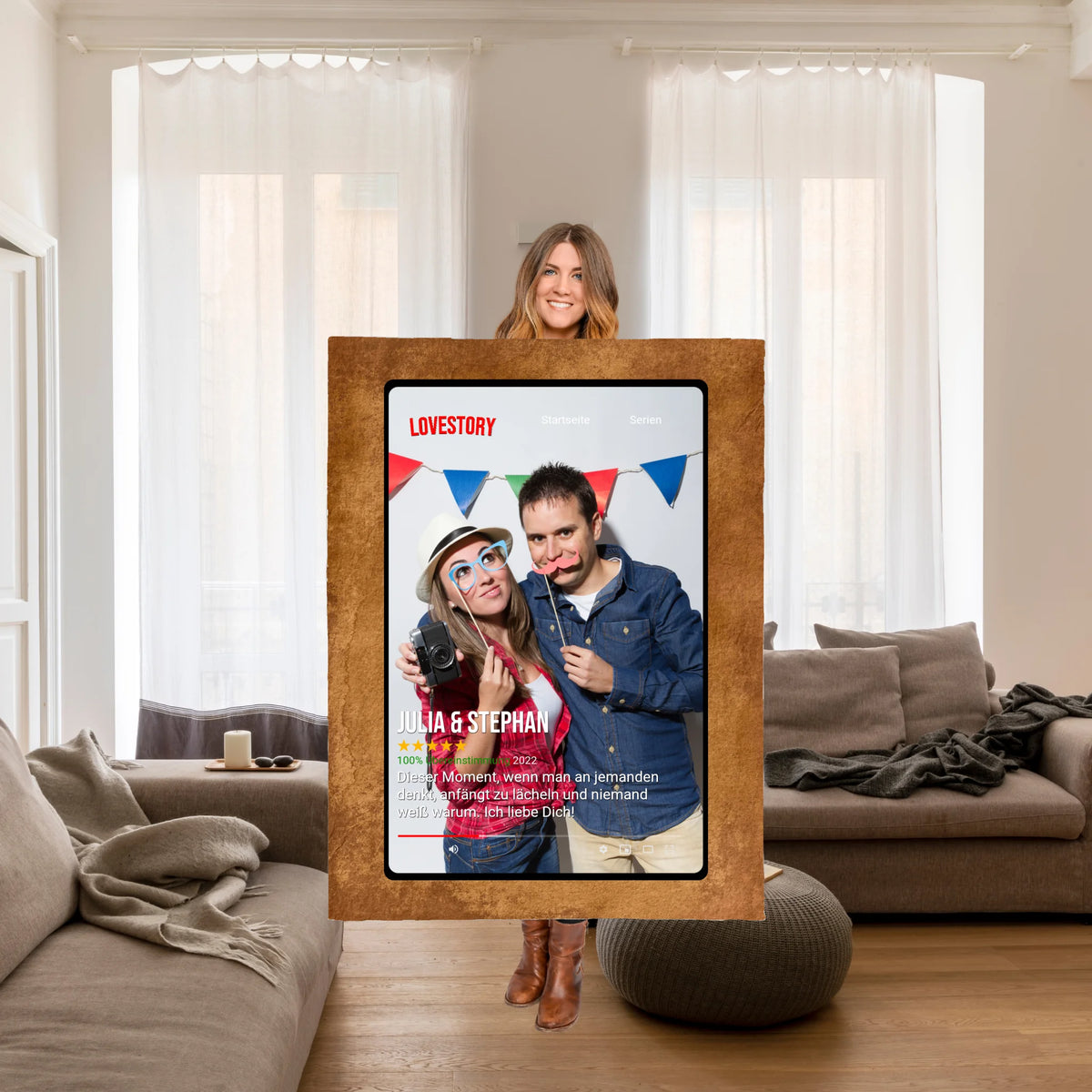 Personalisierte Decke: Fotoherz mit euren Fotos - Premium Kuscheldecke | Personalize Palace