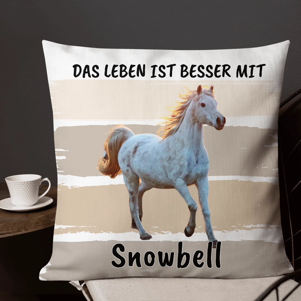 Personalisiertes Kissen: Das Leben ist besser mit meinem Pferd - individuelles Pferde-Fotokissen | Personalize Palace