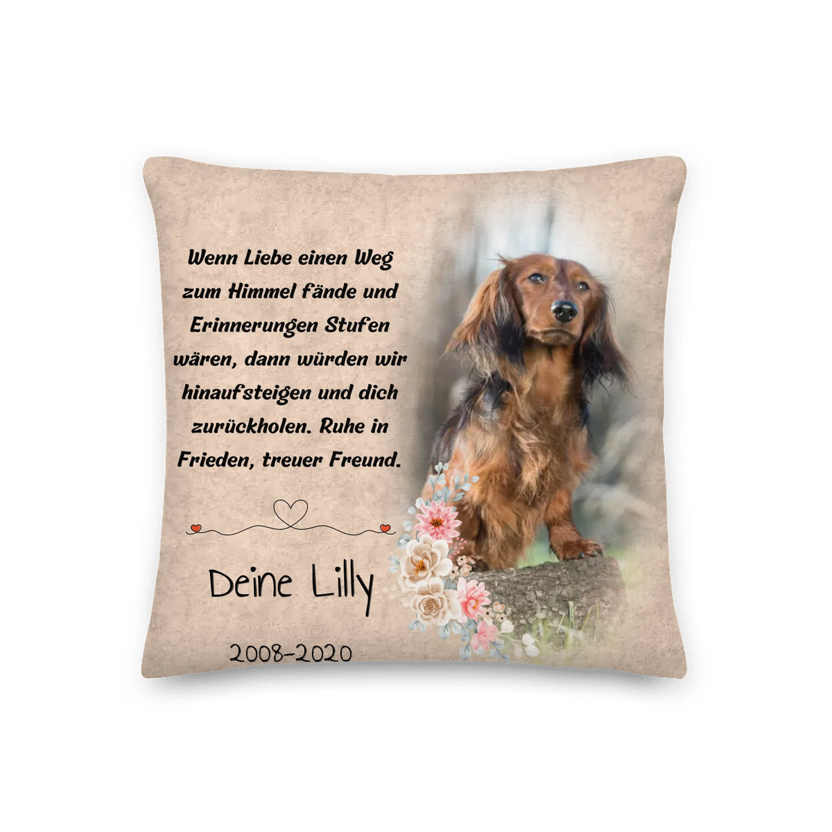 Personalisiertes Kissen: Gedenkkissen mit Hundefoto und Trauerspruch – individuelles Kissen | Personalize Palace