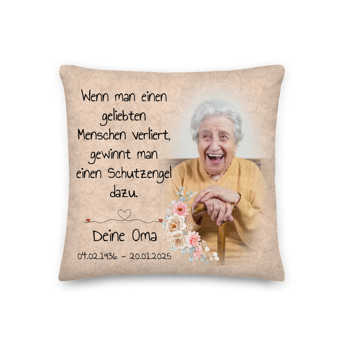 Personalisierte Decke: Trauerspruch mit Foto - Erinnerungsstück für Verstorbene - Individuelle Decke | Personalize Palace