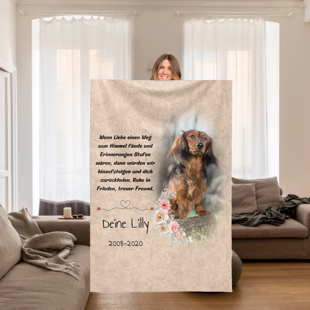 Personalisierte Decke: Trauerspruch Decke als Andenken an deine Fellnase - Individuelle Decke | Personalize Palace