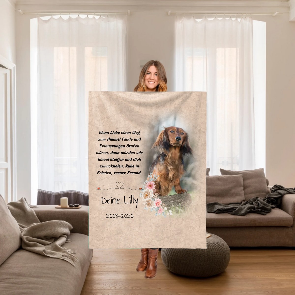 Personalisierte Decke: Trauerspruch Decke als Andenken an deine Fellnase - Individuelle Decke | Personalize Palace