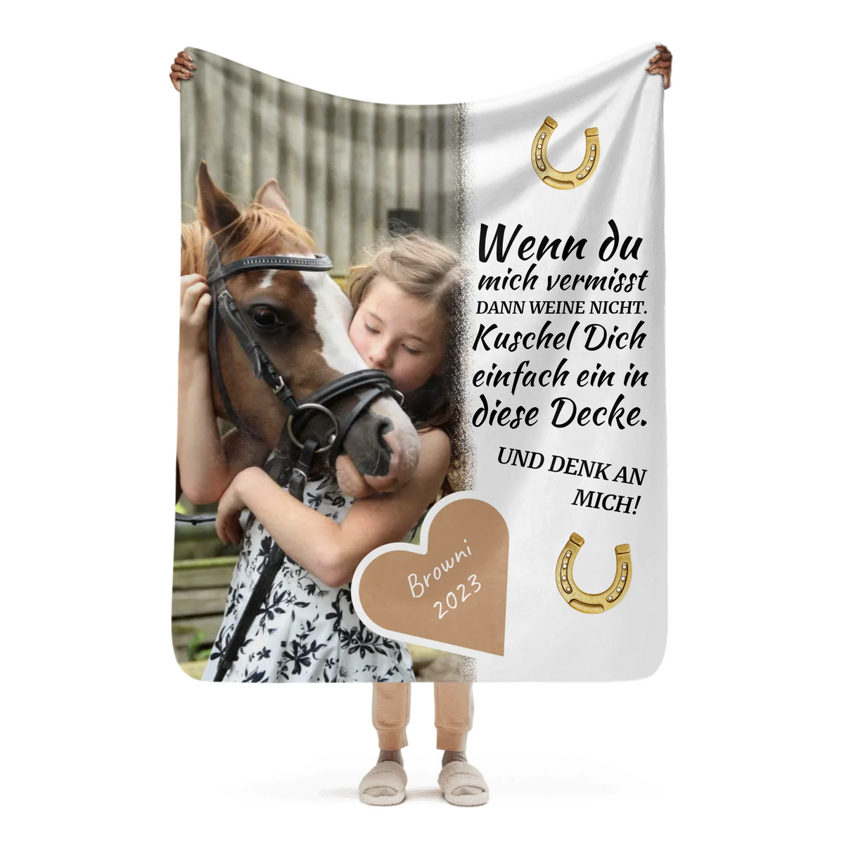 Personalisierte Decke: Wenn Du mich vermisst - individuelle Pferde-Fotodecke | Personalize Palace