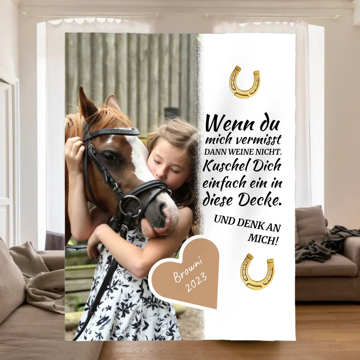 Personalisierte Decke: Wenn Du mich vermisst - individuelle Pferde-Fotodecke | Personalize Palace