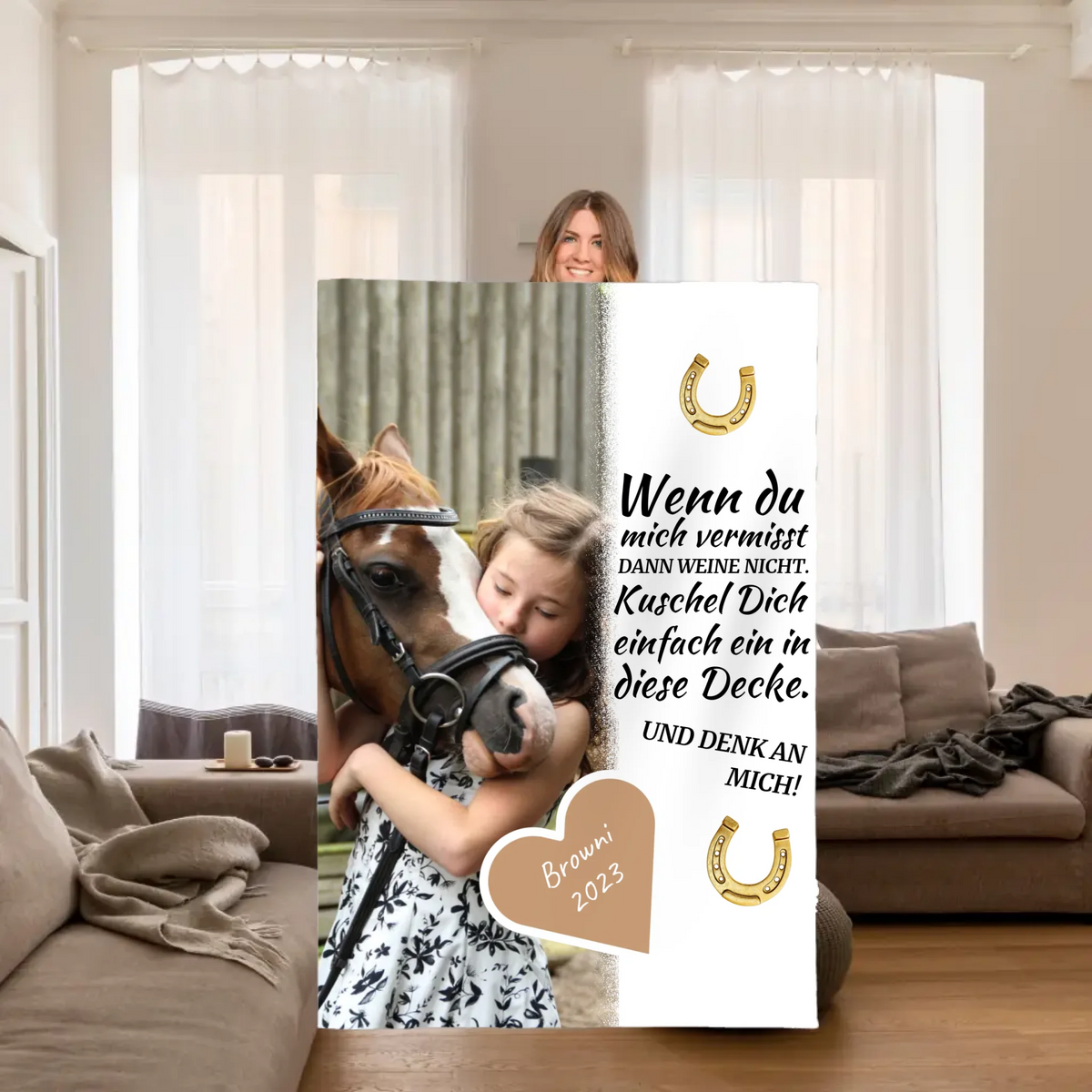 Personalisierte Decke: Wenn Du mich vermisst - individuelle Pferde-Fotodecke | Personalize Palace