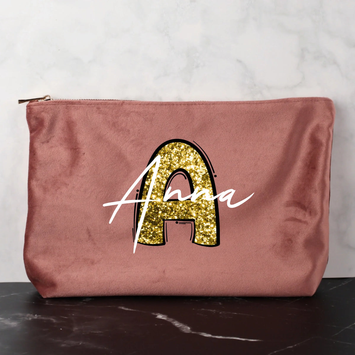 Initiale mit Namen- Individuelle Filz Kosmetiktasche | Personalize Palace