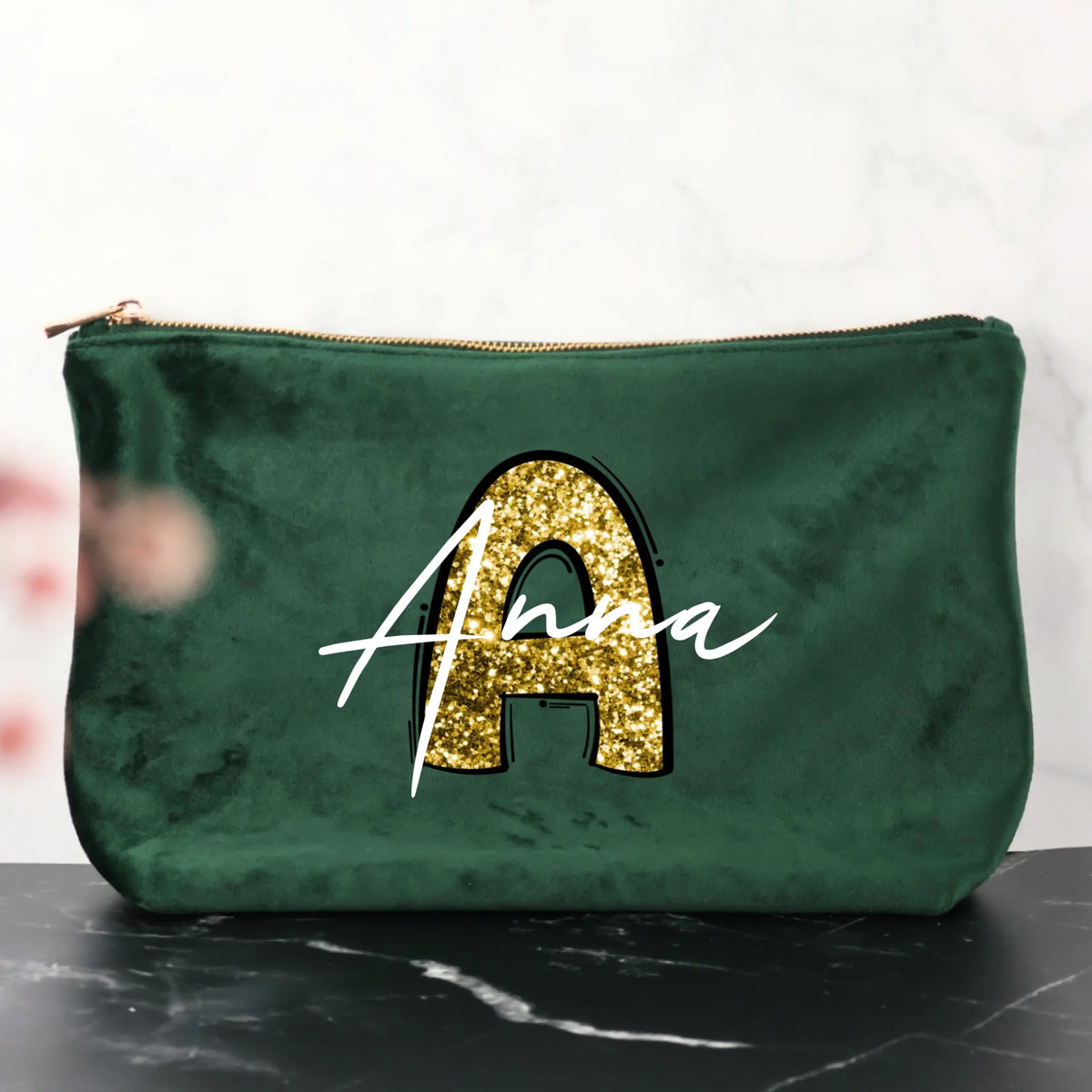 Initiale mit Namen- Individuelle Filz Kosmetiktasche | Personalize Palace