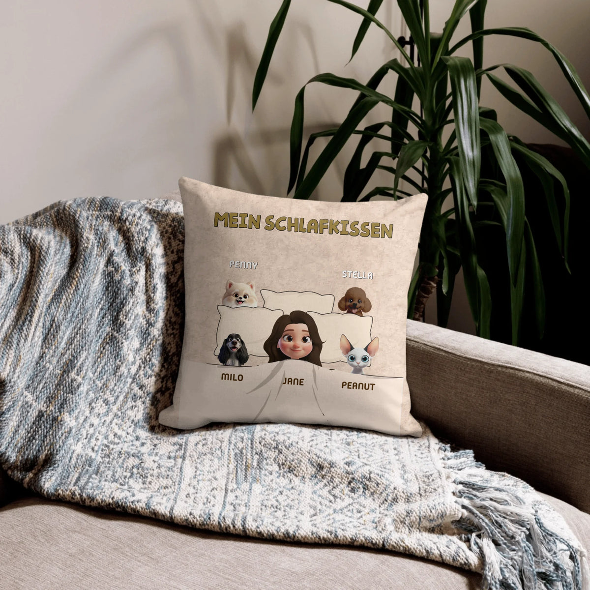 Personalisiertes Kissen: Unser Lieblings-Schlafkissen mit unseren Fellnasen - individuelles Kissen | Personalize Palace