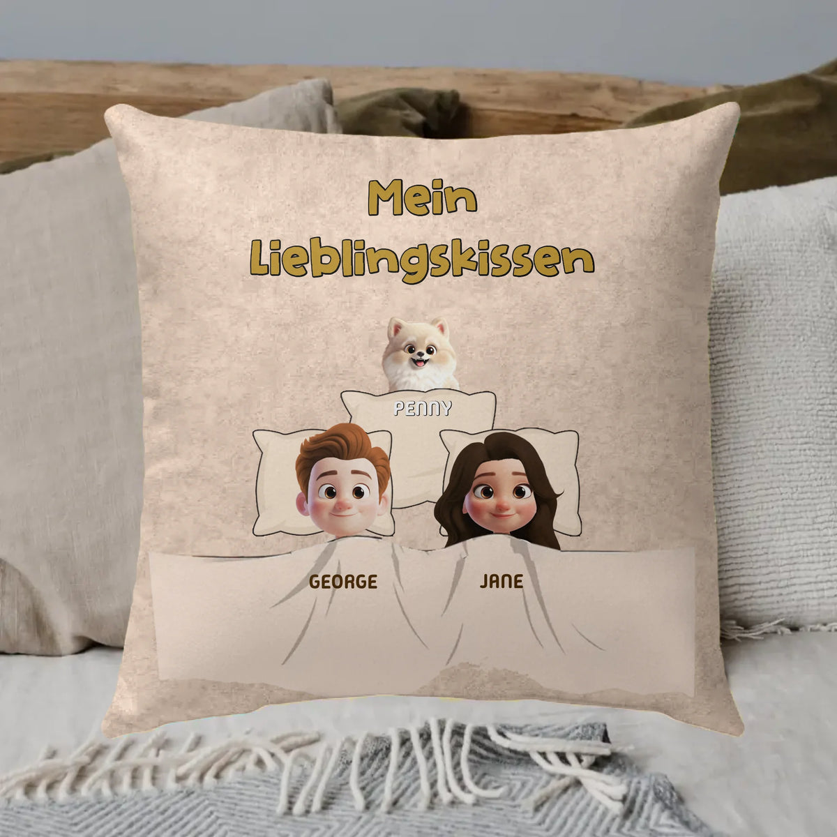Personalisiertes Kissen: Mein Lieblings-Schlafkissen mit meinen Fellnasen - individuelles Kissen | Personalize Palace