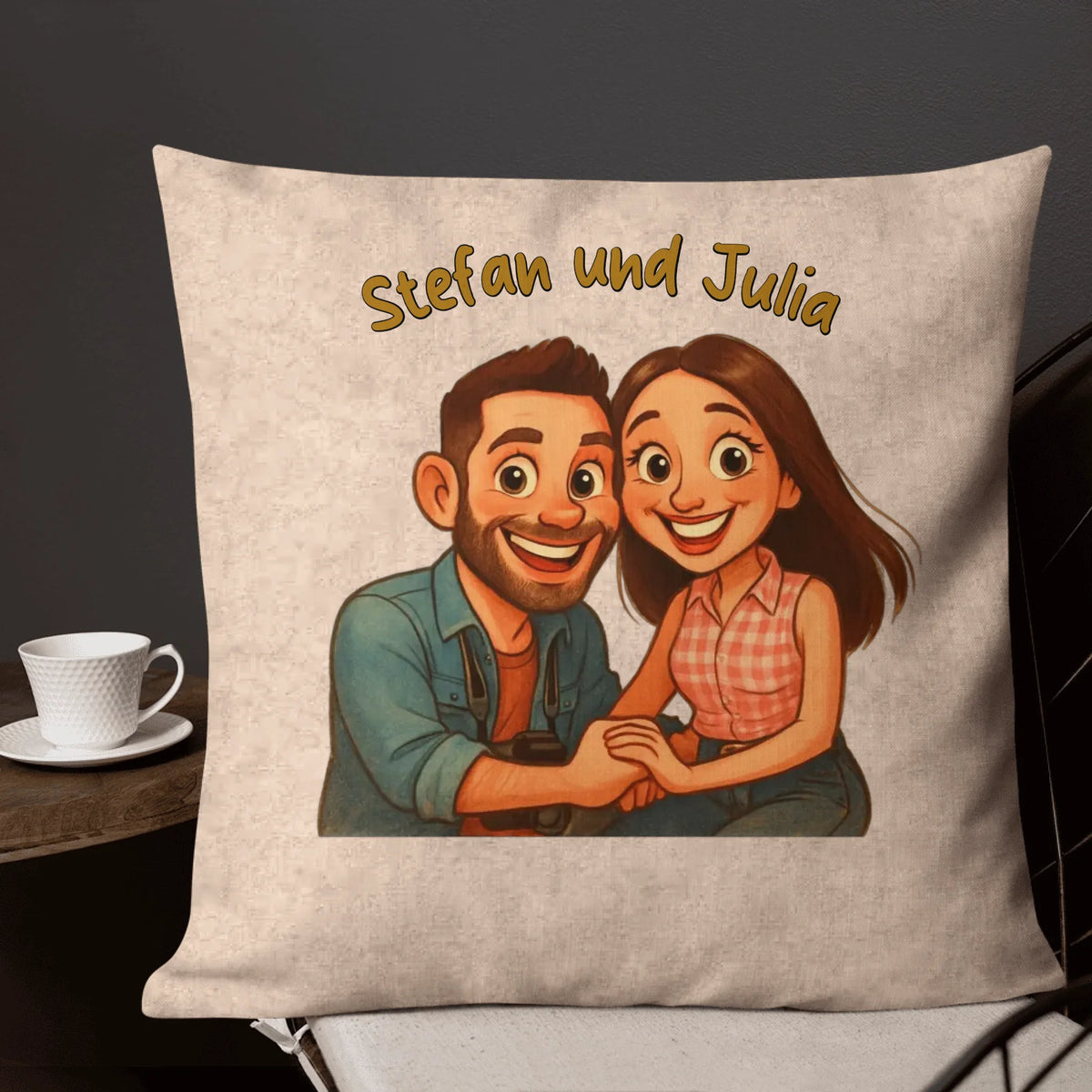 Personalisiertes Kissen: Karikatur Kissen für Paare und Familien - individuelles Kissen | Personalize Palace