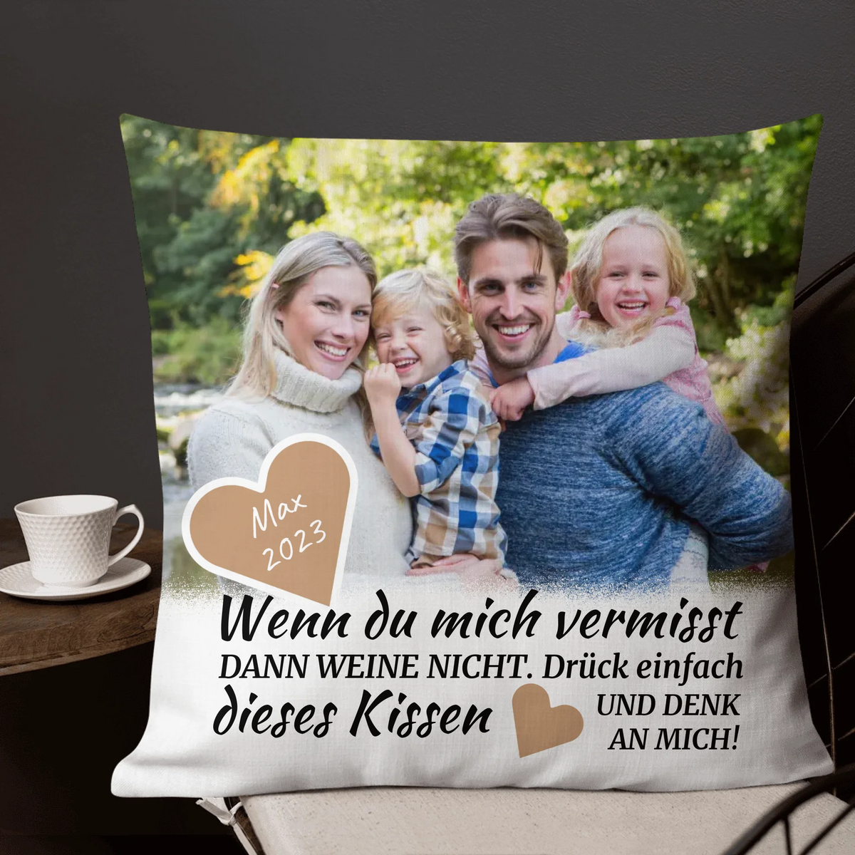 Personalisierte LED Bilder: Trauerschild mit Foto und Text - Individuelles Acryl Glas mit Holzständer | Personalize Palace