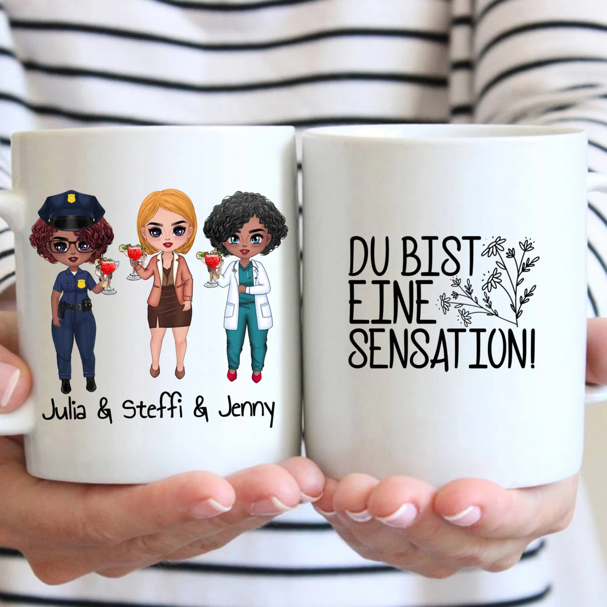 Personalisiertes Kissen: Polizei, Krankenhaus oder Büro Besties, Schwestern - Individuelles Kissen | Personalize Palace