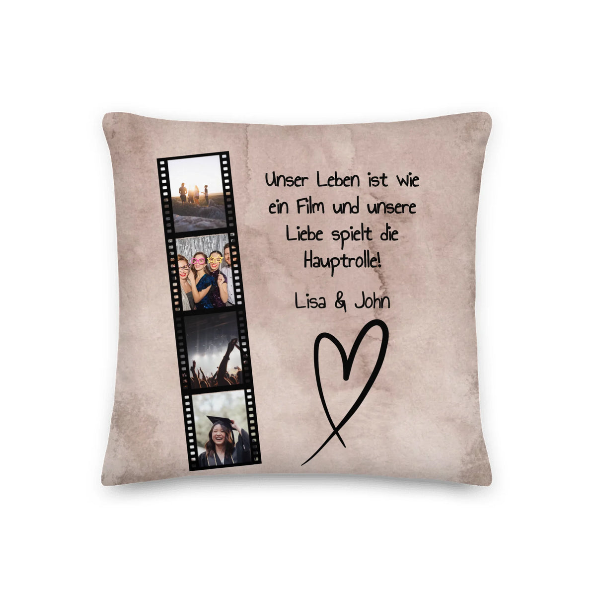 Personalisiertes Kissen: Fotorolle, Fotobox, Fotokissen Leben, Liebe, Film - Individuelles Kissen | Personalize Palace